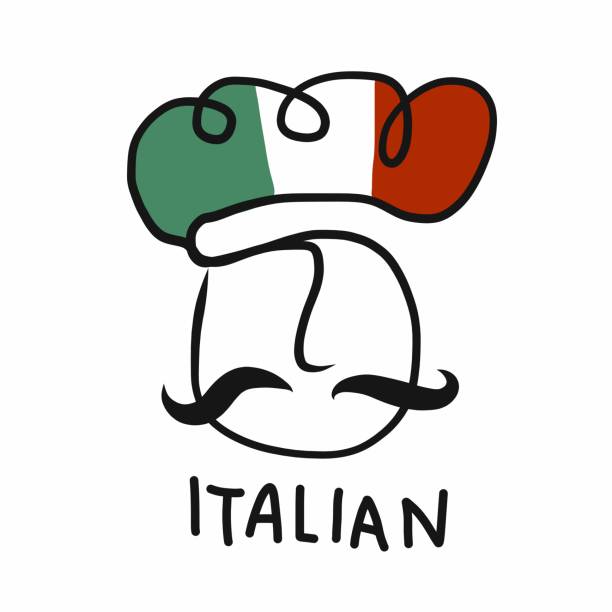 Italian chef hand drawing logo design vector illustration Italian chef hand drawing logo design vector illustration italian ethnicity stock illustrations