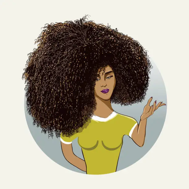 Vector illustration of Beautiful black woman with an afro hairstyle