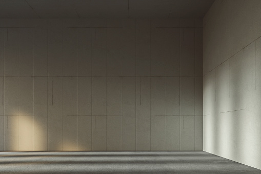 Empty modern concrete room. This is entirely 3D generated image.