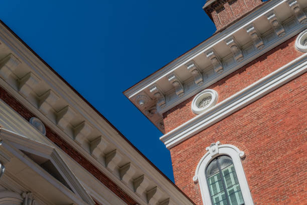 istock Exterior architectural details with arched and round windows 1144679044