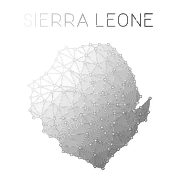 Vector illustration of Sierra Leone polygonal vector map.