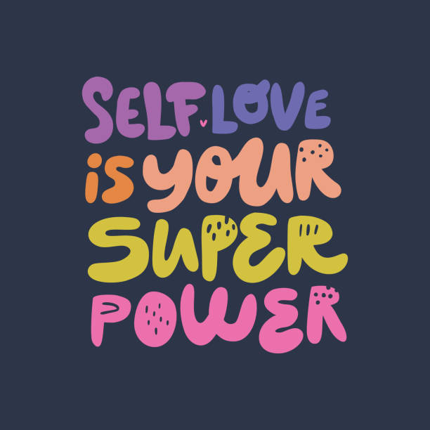 stockillustraties, clipart, cartoons en iconen met zelfliefde is uw supermacht hand getekende citaat - self love