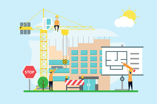 Construction Simple Graphics Construction Creative Illustration Vector Of Building Graphics Small ...