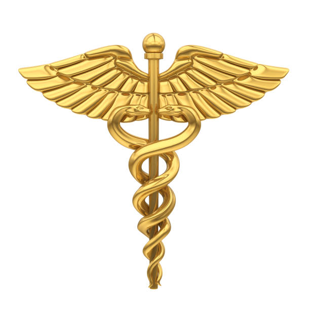 Caduceus Medical Symbol Isolated Caduceus Medical Symbol isolated on white background. 3D render caduceus stock pictures, royalty-free photos & images