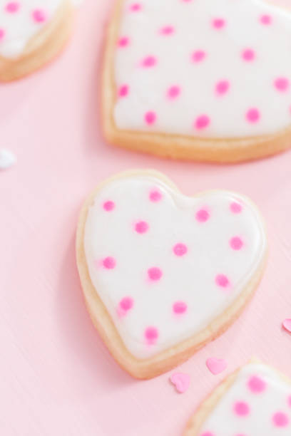 istock Heart shaped sugar cookies decorated with royal icing for Valentine's Day 1144692408