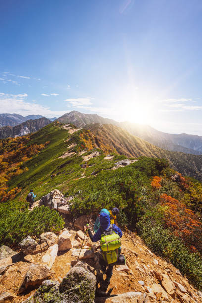 istock Traveler trekking on mountain. 1144696661
