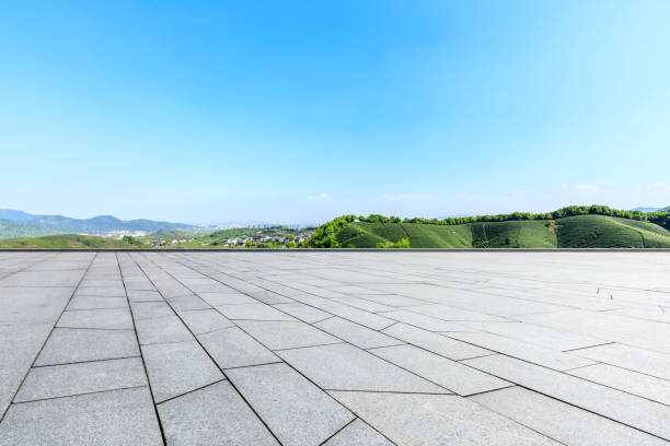 istock Empty floor and green mountain natural landscape 1144700138