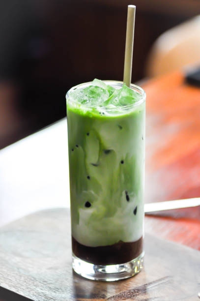 istock milk green tea, macha green tea 1144703118