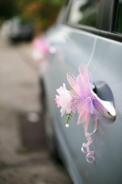 istock Wedding car decoration red ribbon 1144716514