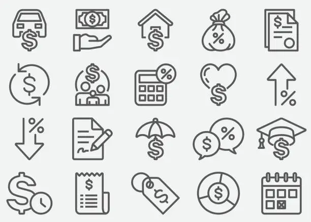 Vector illustration of Loan Line Icons