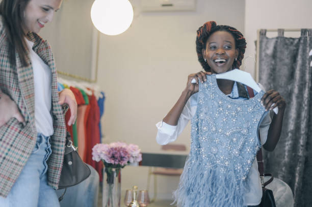 istock Two girlfriends in shopping 1144723866