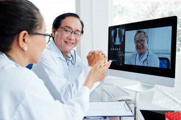 istock Medical workers having video conference 1144726924
