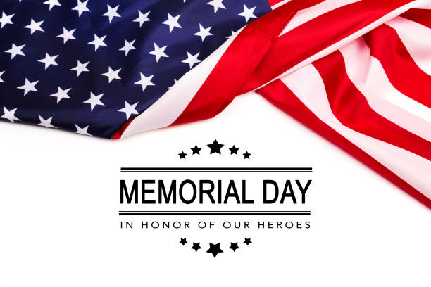 istock Text Memorial Day on American flag background - Image 1144731210