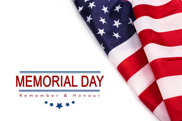 istock Text Memorial Day on American flag background - Image 1144732118