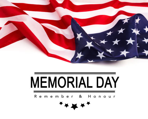 istock Text Memorial Day on American flag background - Image 1144733221