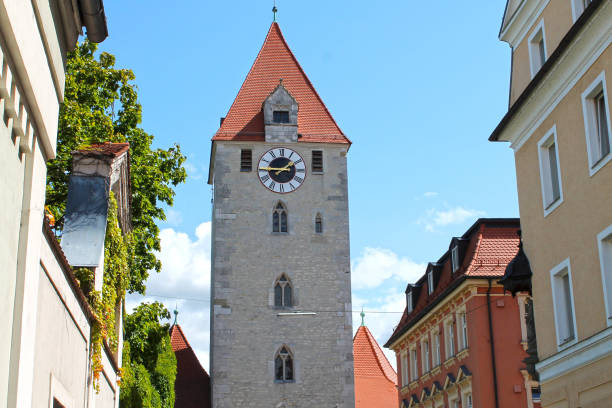 istock Clock tower in Regensburg, Bavaria, Germany. 1144735105