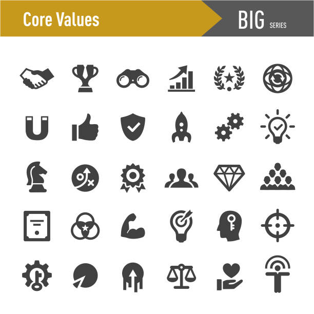 핵심 가치 아이콘 세트-큰 시리즈 - symbol expertise computer icon representative stock illustrations