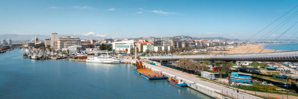 Panorama of Pescara city, Abruzzo region, Italy view from bridge Ponte del mare
