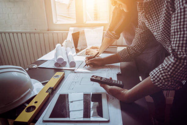 istock Business meeting construction engineer discussing architect plan 1144743091