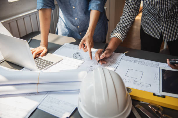 istock Business meeting construction engineer discussing architect plan 1144743704