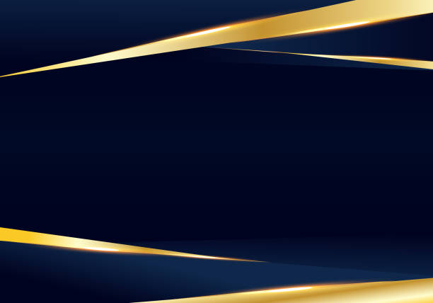 abstrakcyjny szablon ciemnoniebieski i złoty luksusowy tło premium z luksusowym trójkątem i złotymi liniami oświetleniowymi. - greeting card blank three dimensional shape invitation stock illustrations