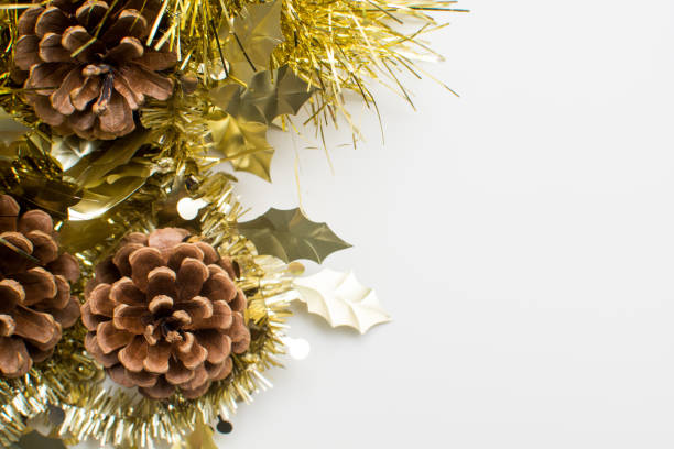 istock Traditional Christmas decorations arranged with white copy space background 1144750929
