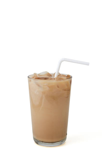 istock Ice coffee in a glass white background 1144753697