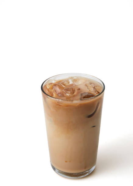 istock Ice coffee in a glass white background 1144753699