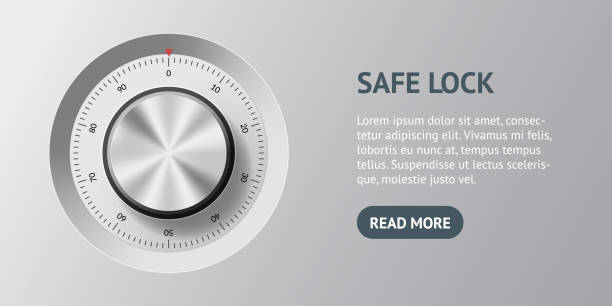 realistyczna szczegółowa karta 3d safe lock card. wektor - safe safety combination lock variation stock illustrations