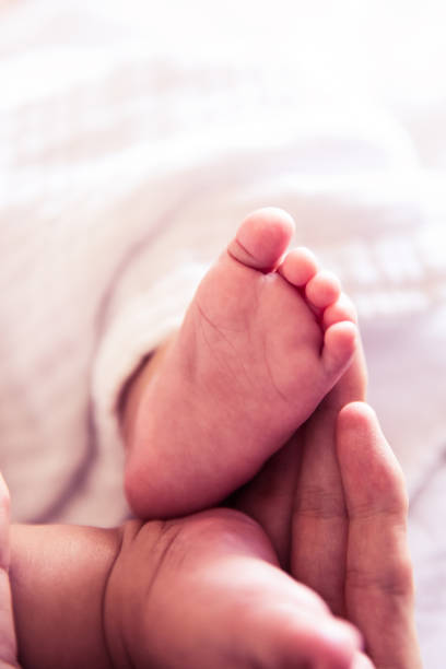 istock Close-up baby feet in mother hands 1144755765