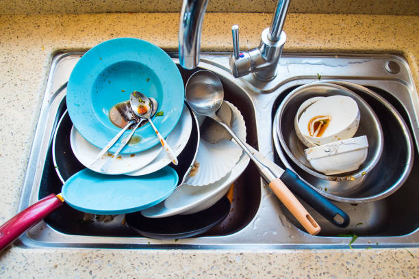istock Dirty dishes waiting wash 1144756747