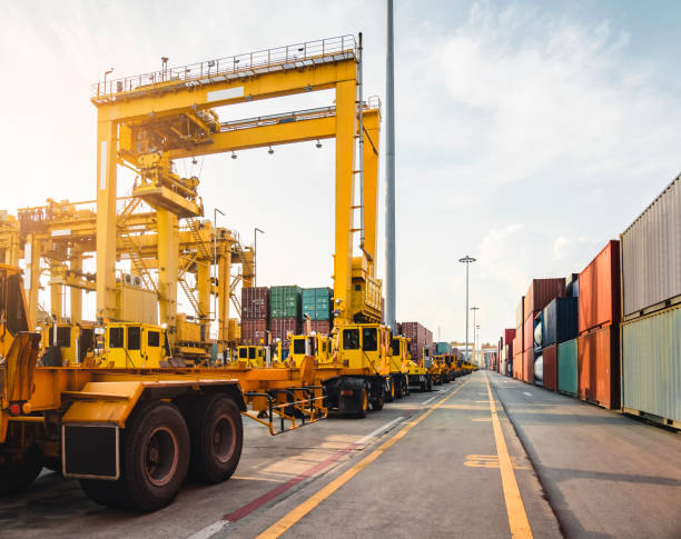 istock Containers Cargo shipping Logistic freight warehouse Logistic Import Export business 1144756910