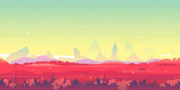 Vector illustration of Fantastic landscape game background surface