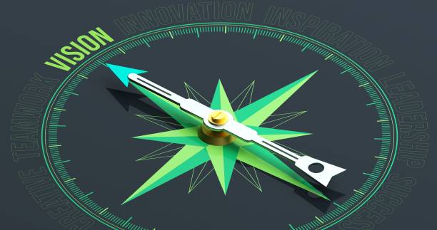 비전 나침반 개념 3d 렌더링 - compass guidance business direction 뉴스 사진 이미지
