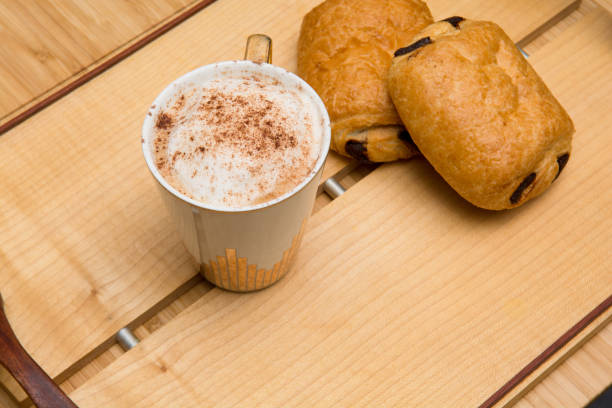 istock Light morning breakfast with croissant and coffee 1144760572