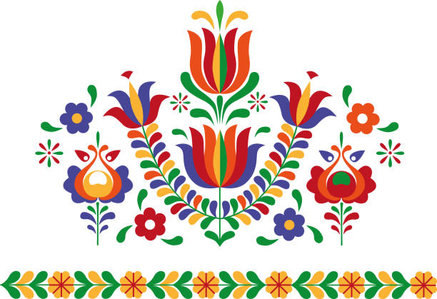Folk ornament from Eastern Slovakia vector art illustration