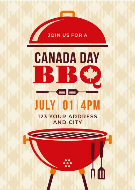kanada dzień bbq party zaproszenie. - barbecue spotkanie towarzyskie stock illustrations