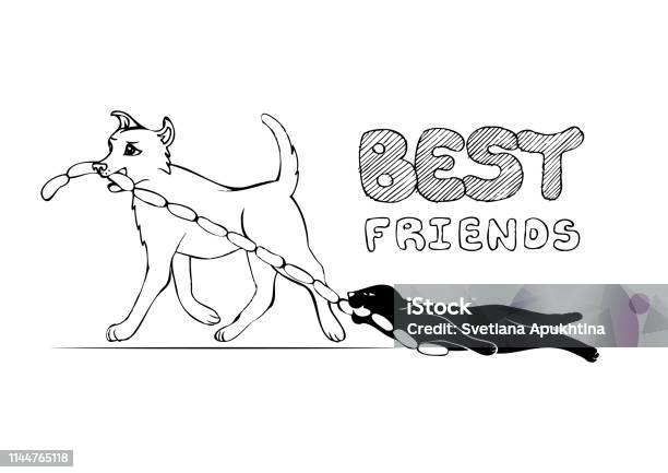 Cat And Dog Cartoon Characters Best Friends Forever Vector Illustration Stock Illustration - Download Image Now