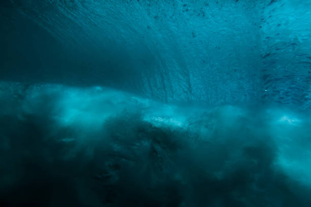 istock Wave underwater. Blue ocean in underwater 1144768580
