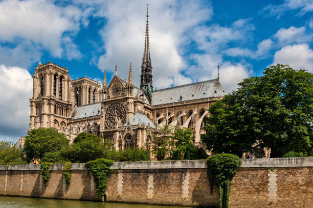 istock Notre-Dame cathedral under beautiful sky in Paris. 1144768824