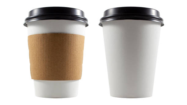 istock White paper cup with brown cover and without brown cover 1144770379