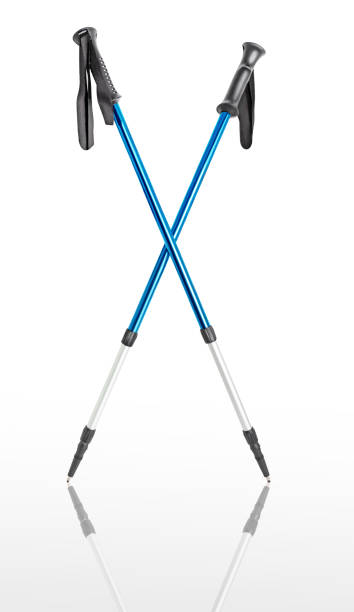Sport hiking or ski poles isolated with path on white background. Trekking and nordic walking concept Sport hiking or ski poles isolated with path on white background. Trekking and nordic walking concept nordic walking pole stock pictures, royalty-free photos & images