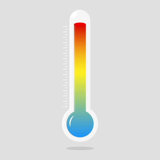 thermometer icon mit verschiedenen zonen. vektor - temperatur stock-grafiken, -clipart, -cartoons und -symbole