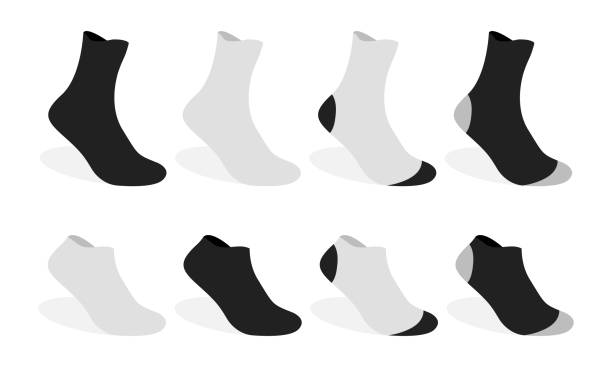 ilustraciones, imágenes clip art, dibujos animados e iconos de stock de conjunto de calcetines vector illustration - sock wool multi colored isolated