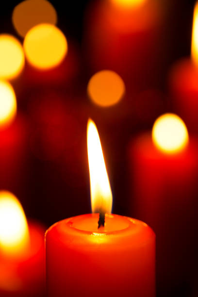 istock Candle flame in christmas decoration. 1144777856