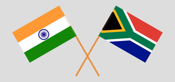 illustrazioni stock, clip art, cartoni animati e icone di tendenza di rsa e india. le bandiere sudafricana e indiana. colori ufficiali. proporzione corretta. vettore - hindustani