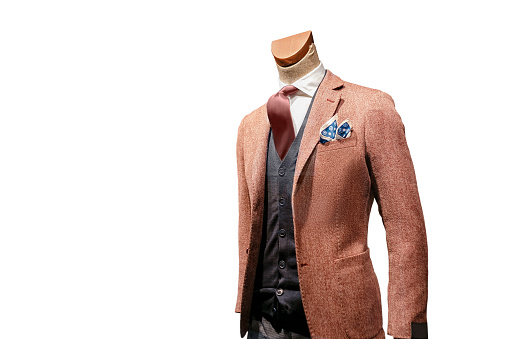 Fashion Jacket suit on the mannequin isolated on the white background