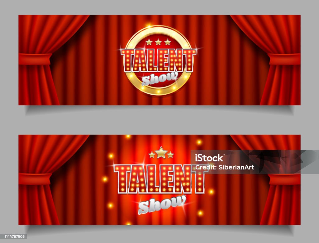 Talent Show Frame Talent Show Vector Horizontal Banner Template Set Stock Illustration ...