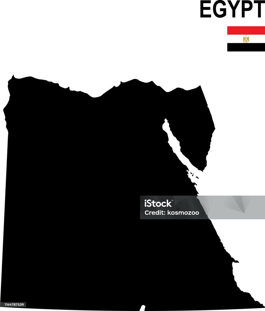 Black basic map of Egypt with flag against white background Black basic map of Egypt with flag against white background
The url of the reference to political map is: 
http://legacy.lib.utexas.edu/maps/africa/egypt_admn97.jpg
Layers of data used: flag, map Egypt stock vector