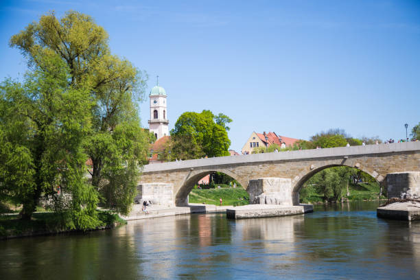 istock View from the stone bridge in Regensburg. Stone bridge 1144787593
